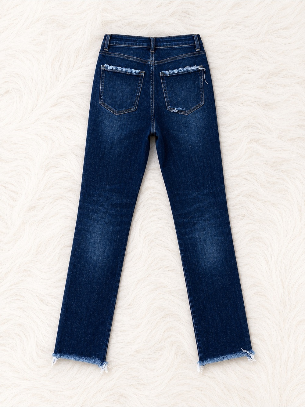 Flying Monkey Ultra High Rise Straight Distressed Raw Hem Jeans Size 26 Dark - Picture 4 of 5